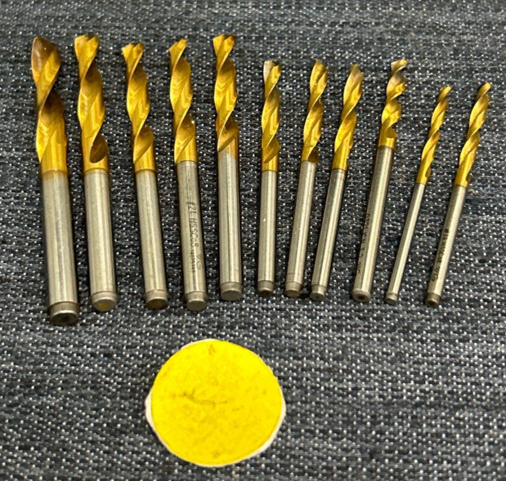 YG-1   2 FLUTE  DRILL BIT  ASSORTED SIZES  LOT OF 11
