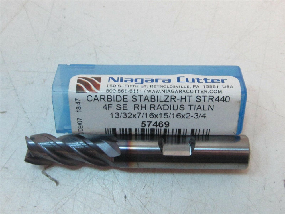Niagara (57469) 13/32" Carbide 0.020" Radius End Mill 4F RH TiALN 7/16 Shank