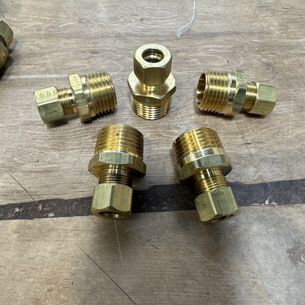 Lot Of 5 Brass Plumbing Connector Fitting 1/2" NPT X 5/16" Compression Tube Size