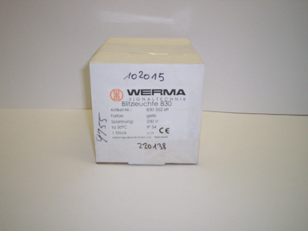 WERMA 830 352 68 FLASHING BEACON BASE MTG. 230VAC YELLOW/AMBER NEW IN BOX