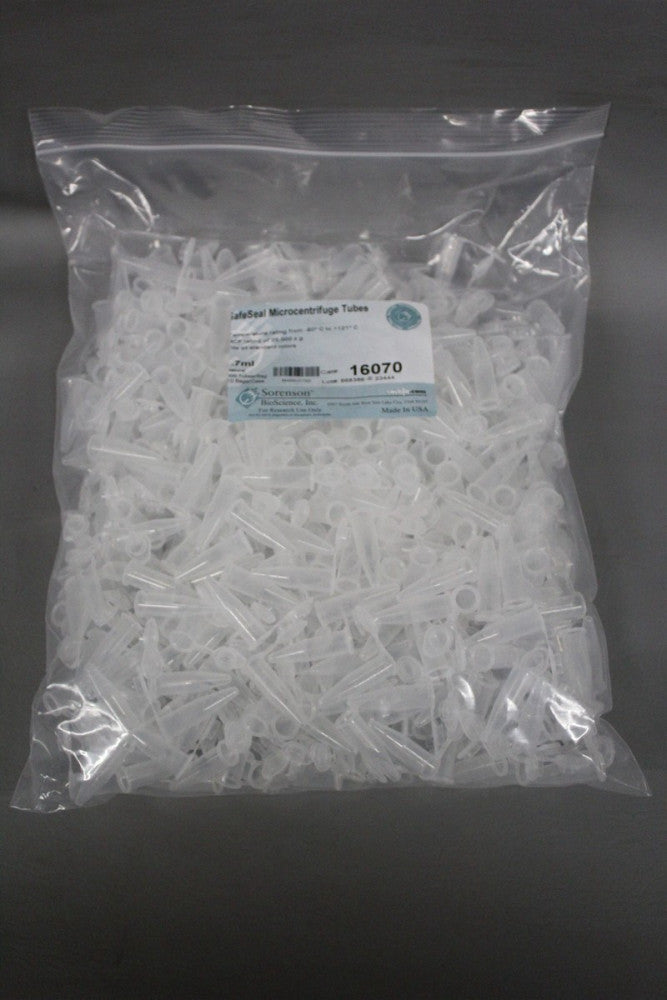 NEW BAG OF 500 SORENSON SAFESEAL MICROCENTRIFUGE TUBES 16070
