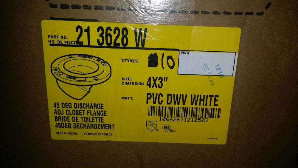 TOILET FLANGE 45-Degree PVC Discharge Closet Flange, 4-Inch by 3-Inch (10 PCS)