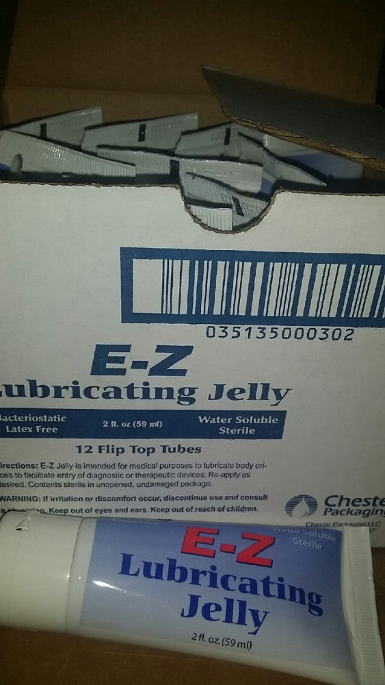 E-Z Lubricating Jelly Water Soluble Sterile Latex Free 2oz Flip Top LOT OF 72