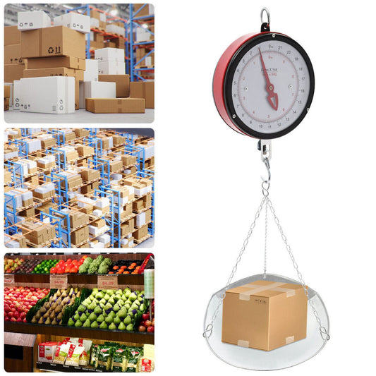 22LBS Double-Sided Dial Mechanical Hanging Scale with Scoop/Chain for Kitchen