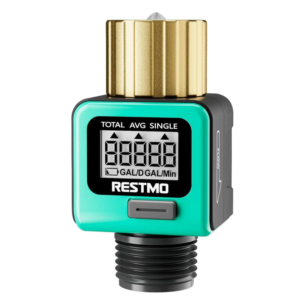 RESTMO Water Flow Meter with Brass Inlet Metal Thread, Measure White 