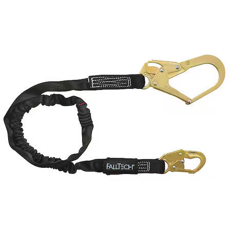 Condor 45J290 Shock-Absorbing Lanyard, 425 Lb. Wt. Capacity, Steel Snap Hook,