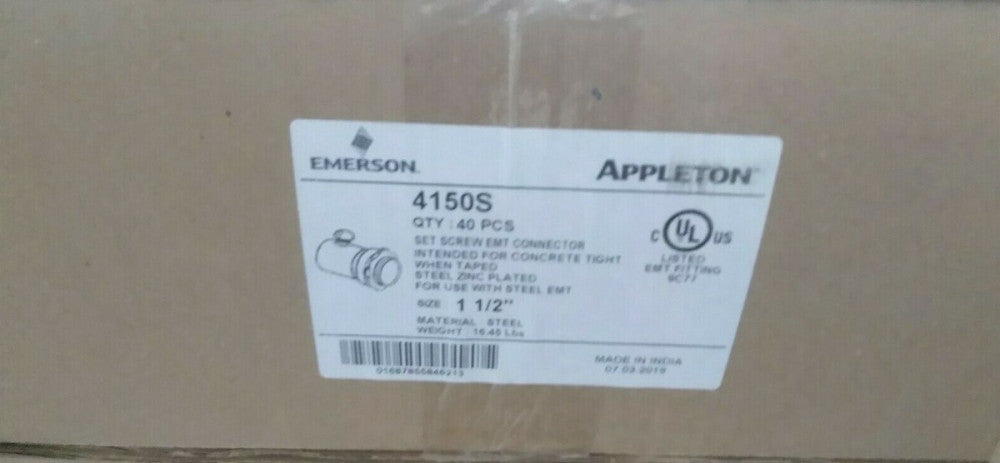 NEW Emerson 4150S Steel EMT Connector Set Screw Type 1-1/2" Concrete Tight
