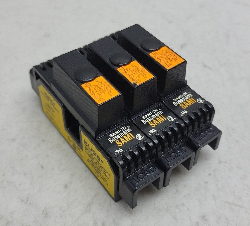 Bussmann BC6033P 3-Pole CC Fuse Block Holder SAMI-7N Cover KTK-R-10 10 Amp Fuses