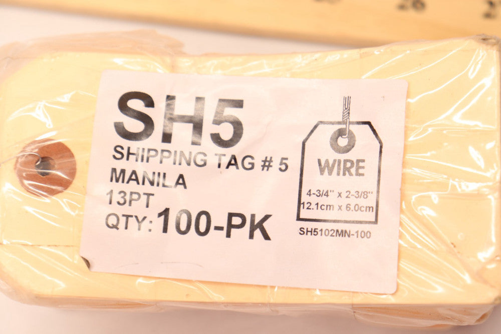 (100-Pk) Shipping Tag # 5  2-3/8" x 4-3/4" SH5102MN-100