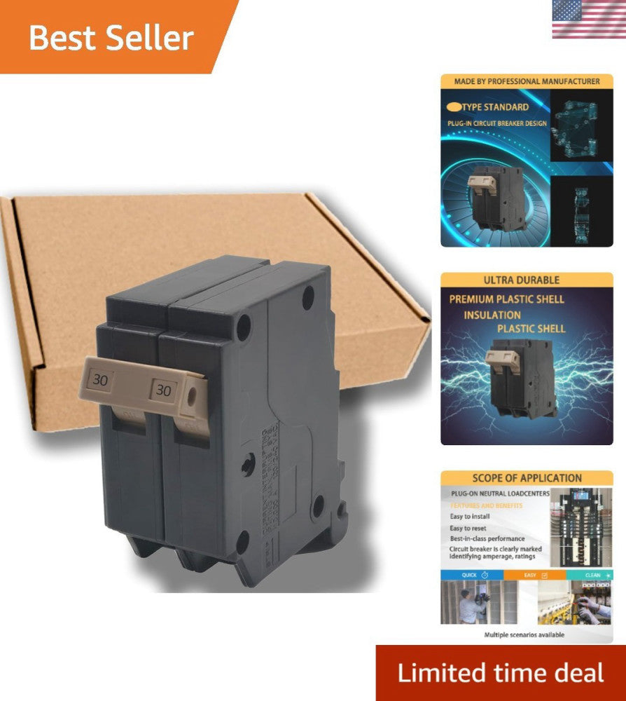 30 Amp 2-Pole Circuit Breaker, 3/4-Inch Plug-in Type Molded Case Circuit Brea...