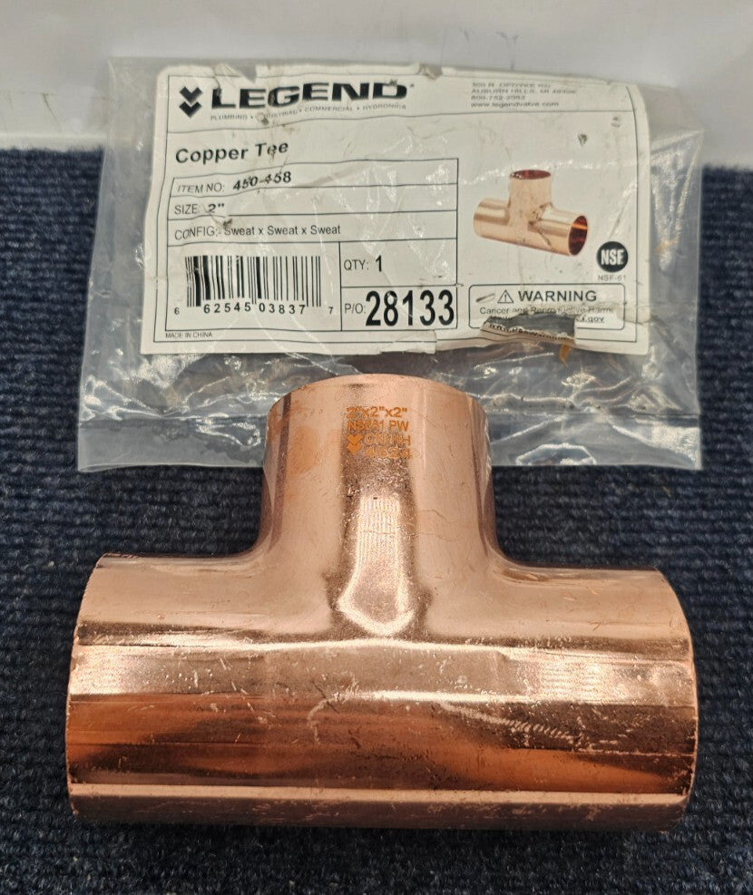 LEGEND VALVE 450-158: COPPER TEE 2"x2"x2" NSF61 PW CN-HH 4624