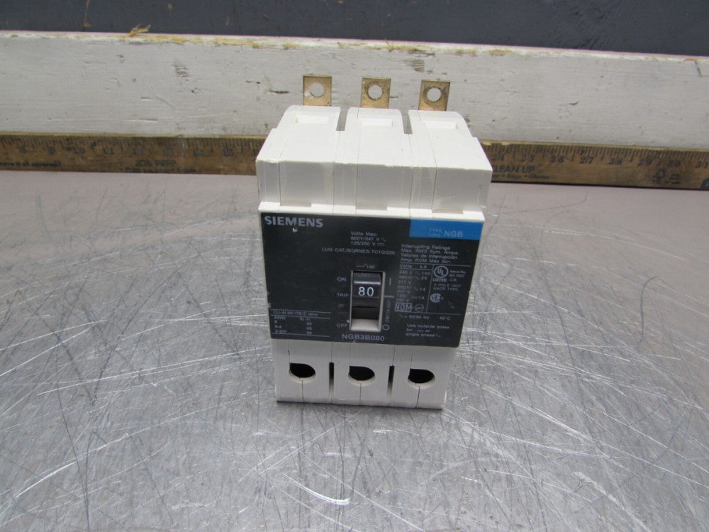 SIEMENS NGB3B080 ,CIRCUIT BREAKER,  3P-80 AMP /480V  GOOD TAKEOUT! MAKE OFFER!