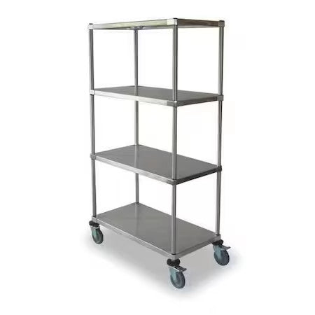 Zoro Select 2Hdp6 High Cart, Hd, Ss, 4 Solid Shelf, 48X24x69