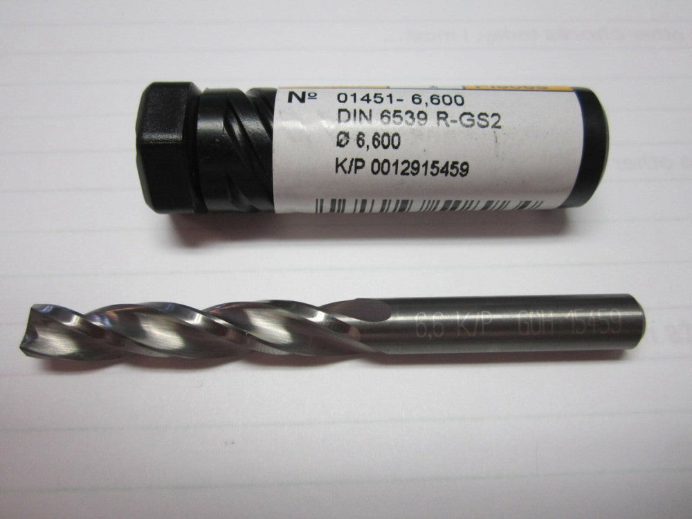 Guhring (G451006600) 6.6mm Solid Carbide 3-Flute Spiral Jobber Length Drill Bit 
