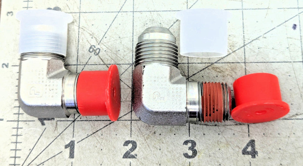 (2) 6-8 CTX-S Parker Hydraulic 90° Elbow 3/8" Male JIC 37° Flare x 1/2" Male NPT