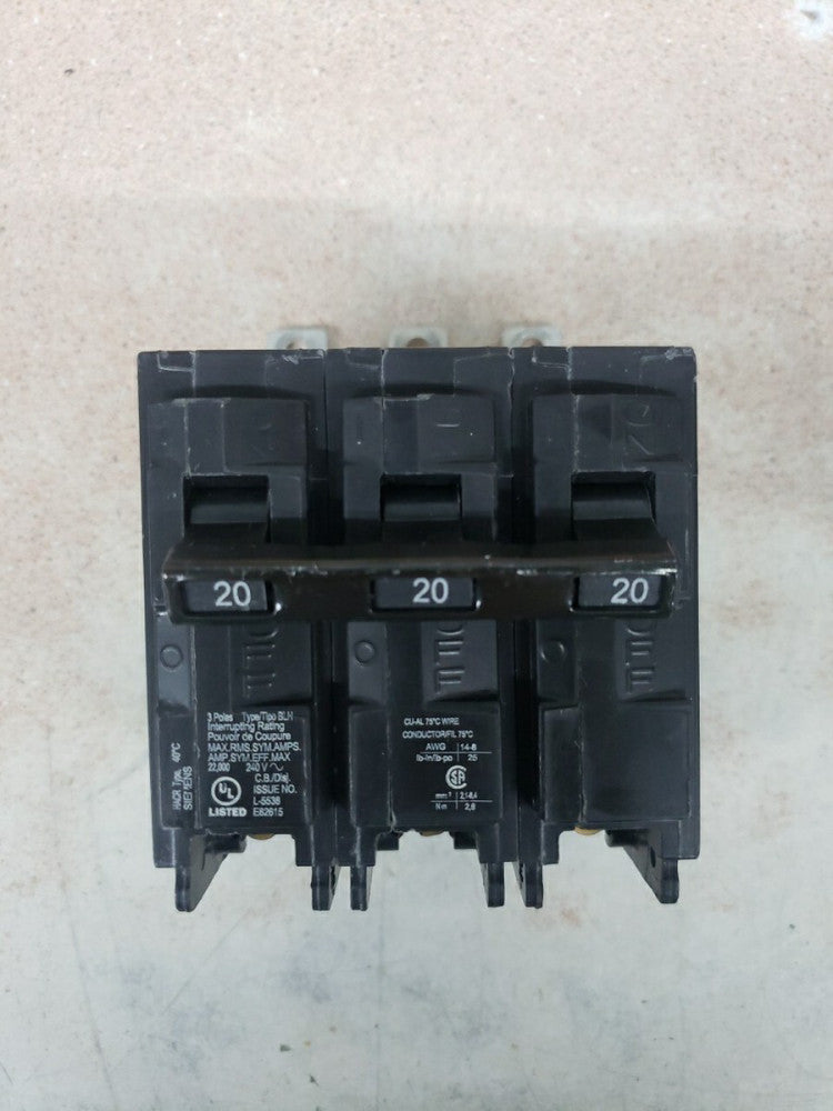 1 New Take Out! Siemens B320H 20 Amp 3 Pole 240v Circuit Breaker