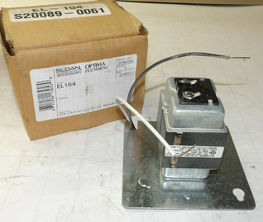 NEW SLOAN ACCESSORY 50 VA POWER TRANSFORMER PRI. 120 VAC SEC. 24 VAC 0345154
