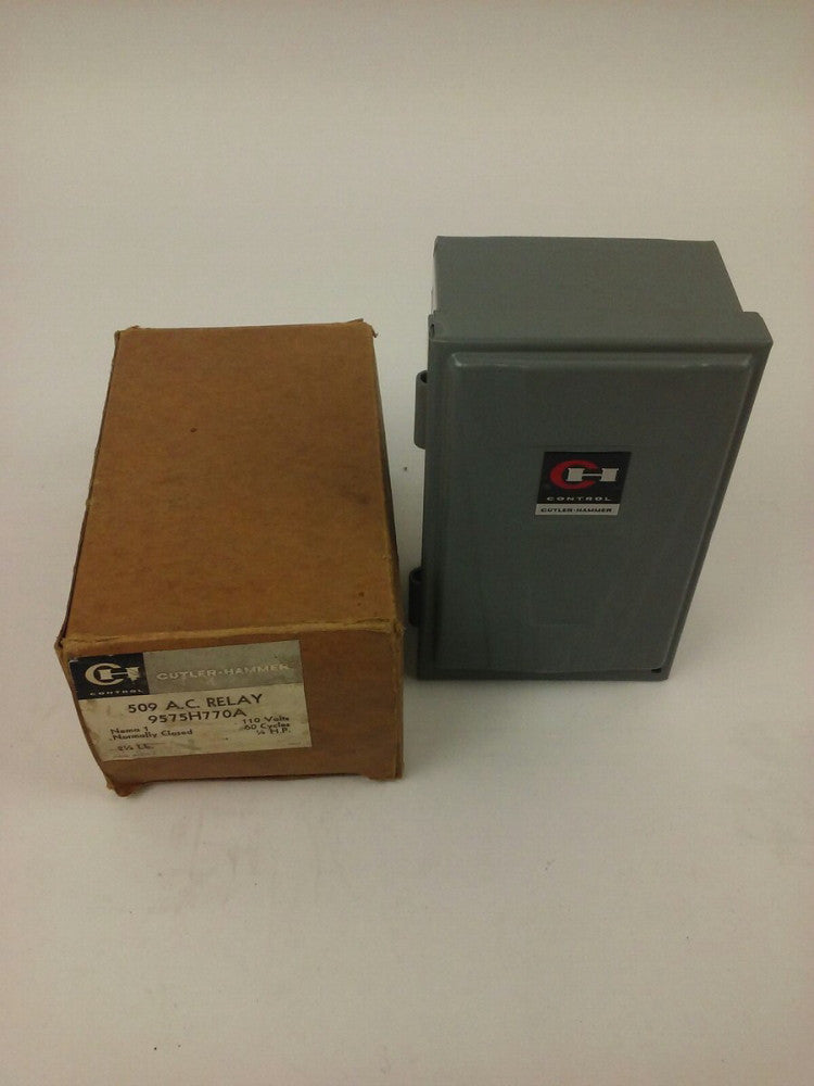 CUTLER HAMMER, 9575H770A, 509- A.C. RELAY, NEMA 1, 110V, 60 HZ, 1/4 H.P., NEW 