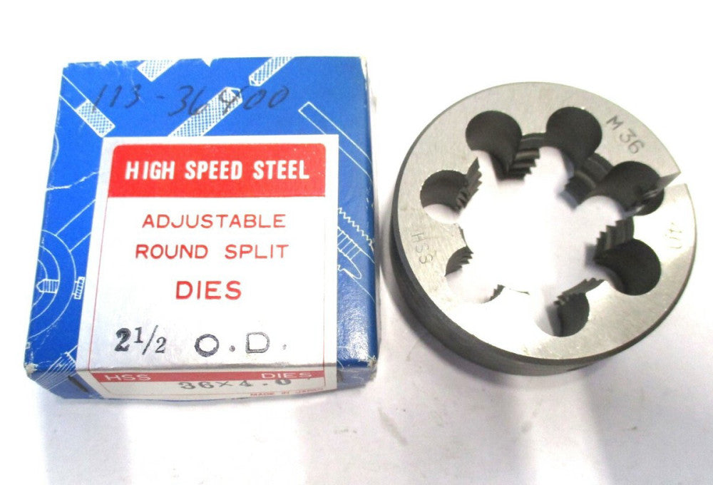NEW (113-36400) M36x4.0 x 2-1/2" HSS Adjustable Round Split Die
