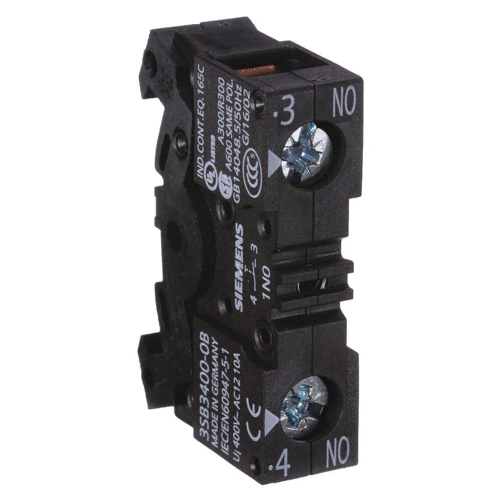SIEMENS 3SB34000B Contact Block, 22mm, 1NO Contact Form, 10A @ 300VAC/DC