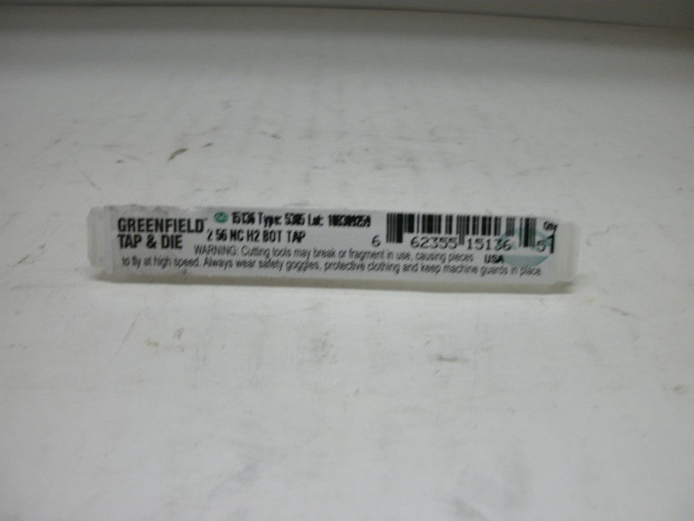 GREENFIELD 15136 TYPE 5385 BOT TAP SQUARE END 1-3/4" LONG 2-56 NC HS 3 FLUTE NIB