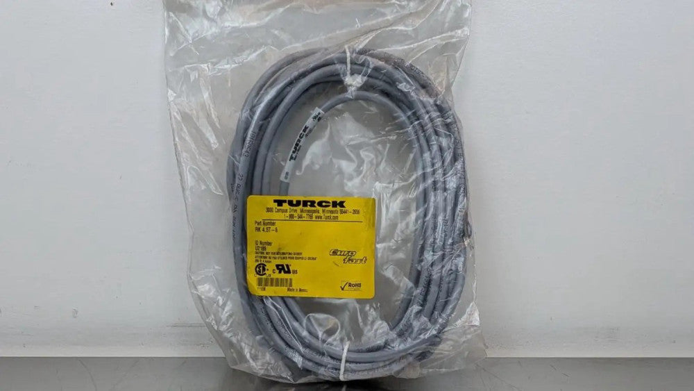 Turck RK 4.5T-6 Cordset U2189 5-Pin Female M12 5-Wire 6m Gray 250V 4A