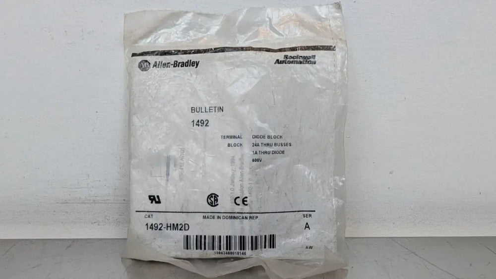 Allen-Bradley 1492-HM2D Diode Block Ser A 600V 24A Thru Busses 1A Through Diode
