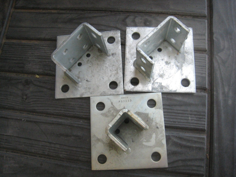 2 Power-Strut PS 3064-SQ-EG & ONE -3033 Galvanized Steel  U Post Bases 3 Pcs tot