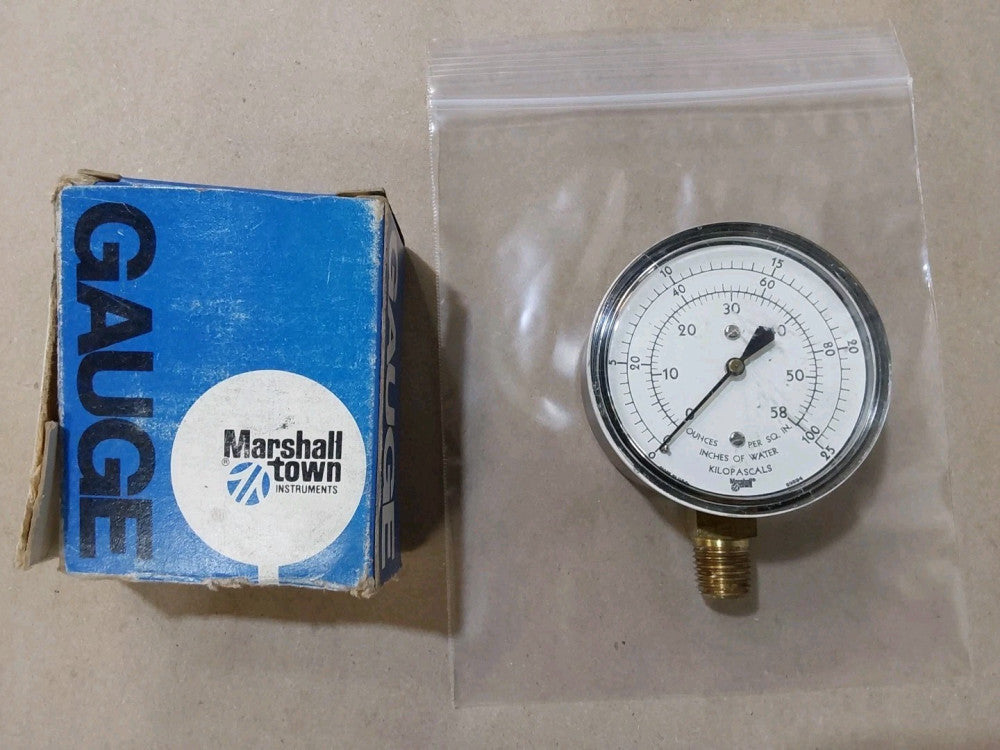 Marshall Town Gauge 0-25, 0-100, 0-58 Kilopascals Inches of Water Gauge 89894