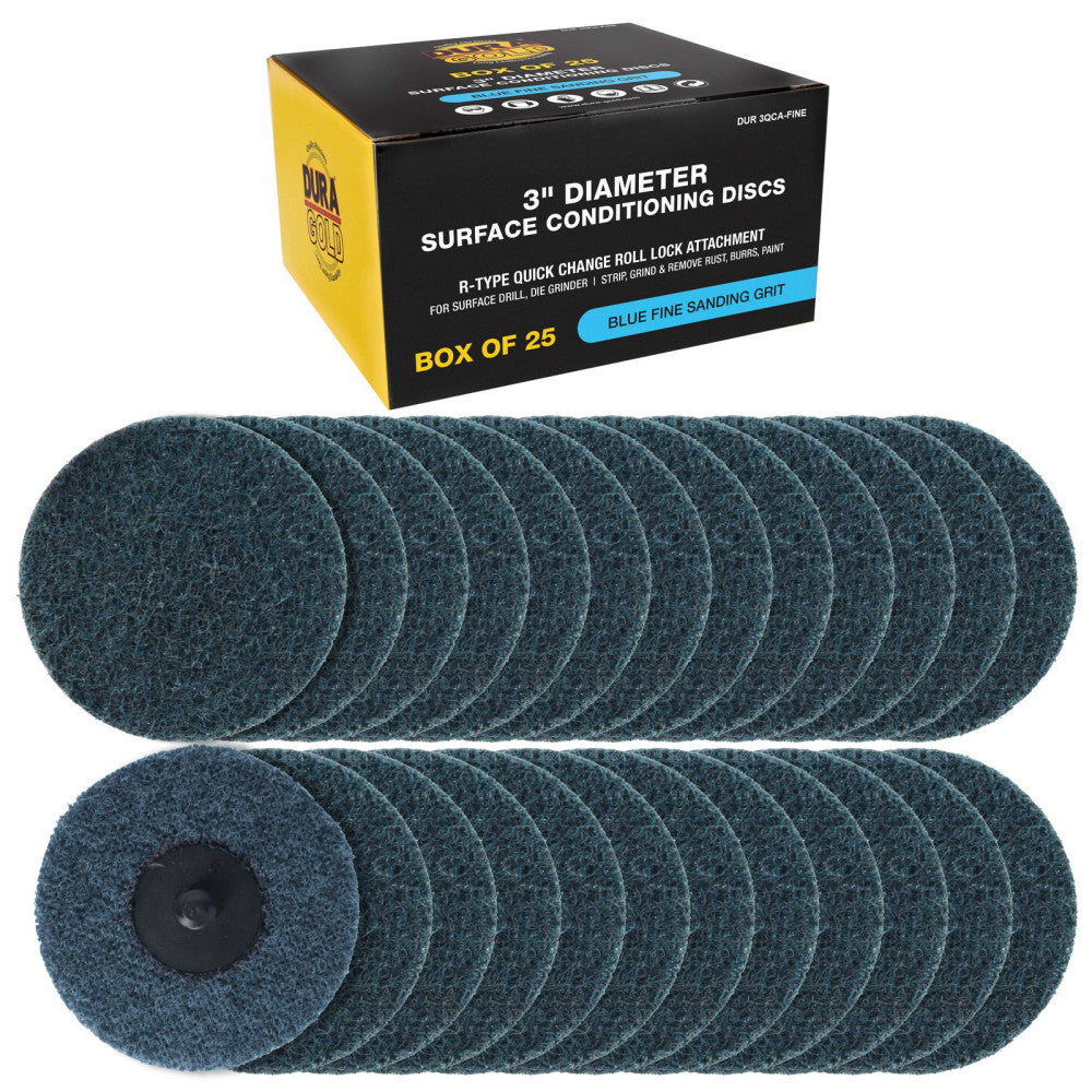 Dura-Gold 3" Surface Conditioning Discs Blue Fine Sanding Grit (Box of 25)