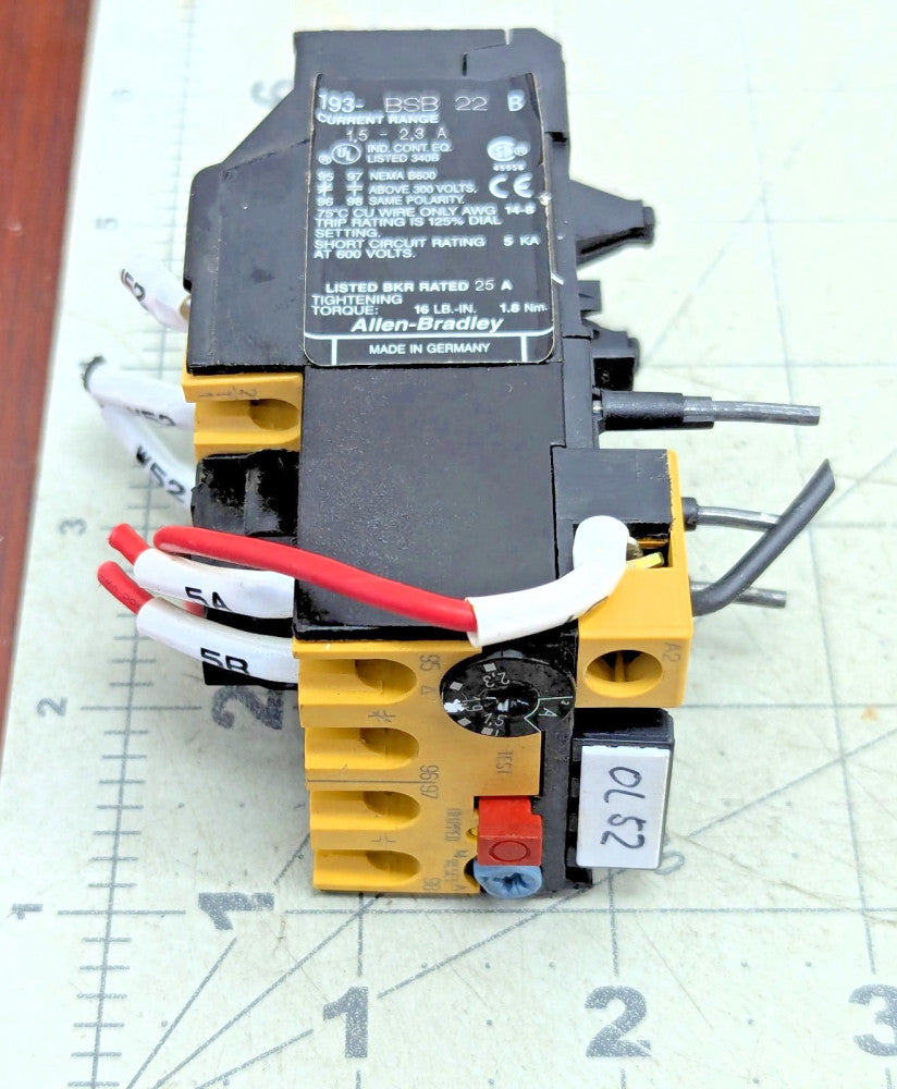 193-BSB22 Allen Bradley Ser. B 600V 1.5-2.3A Overload Relay TESTED WORKING PULL