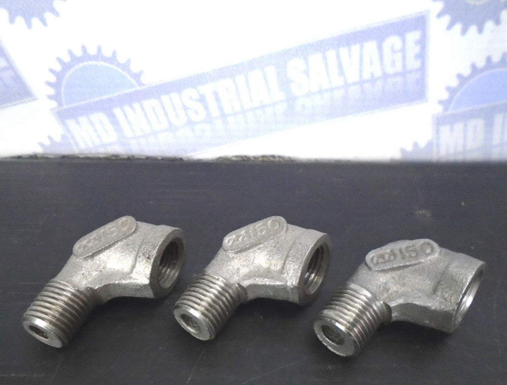 (3 pcs.) - 304 Stainless 90° Elbows 1/4" Female to Male FNPT Threaded, 150 (NEW)