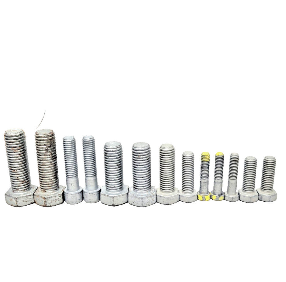 ASSORTED LOT OF HEX BOLTS ZINC FLAKE COATED (LOT OF 13)