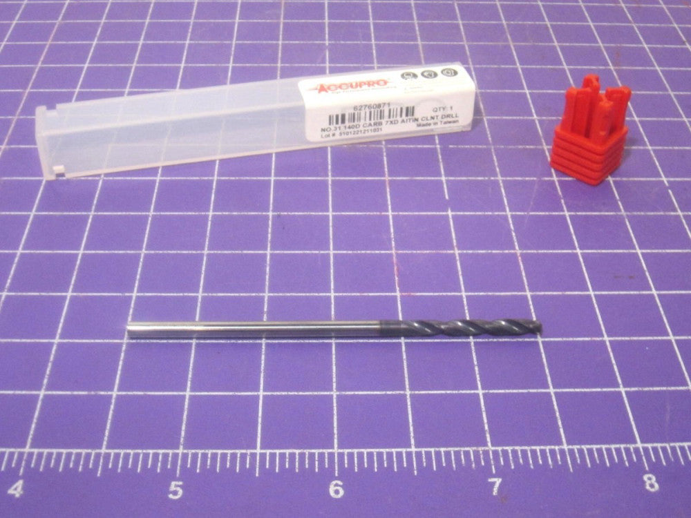 (62760871) #31 Solid Carbide Coolant Through Taper Length Drill Bit 140 ° Point