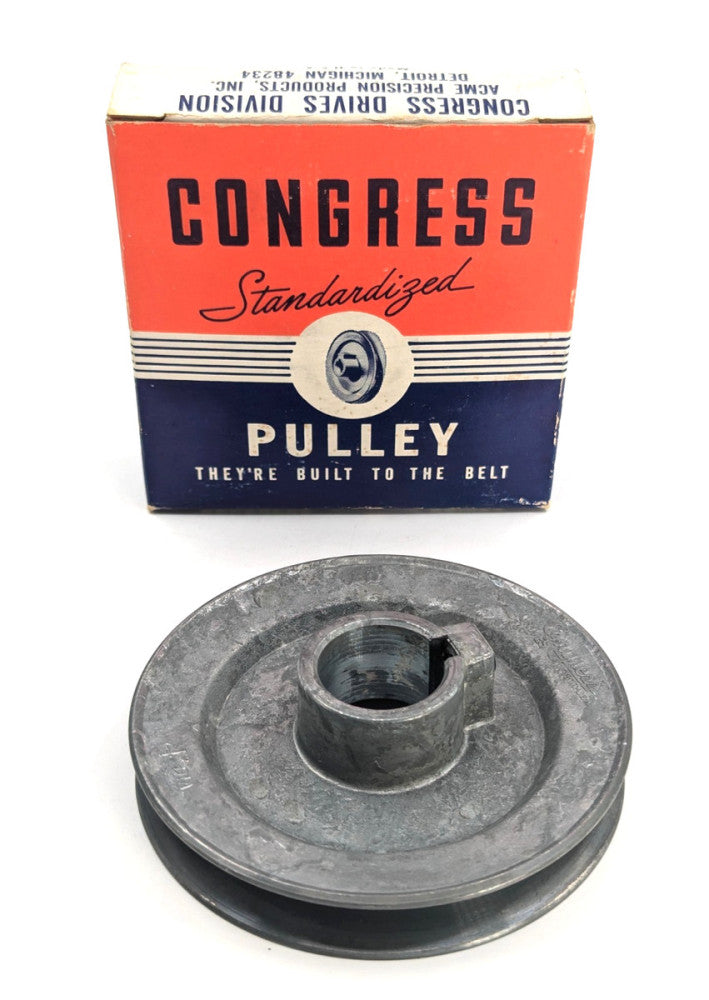 NOS! Vtg. Congress 4.0” OD 1” Fixed Bore Die-Cast V-Belt Pulley, Type A, CA400