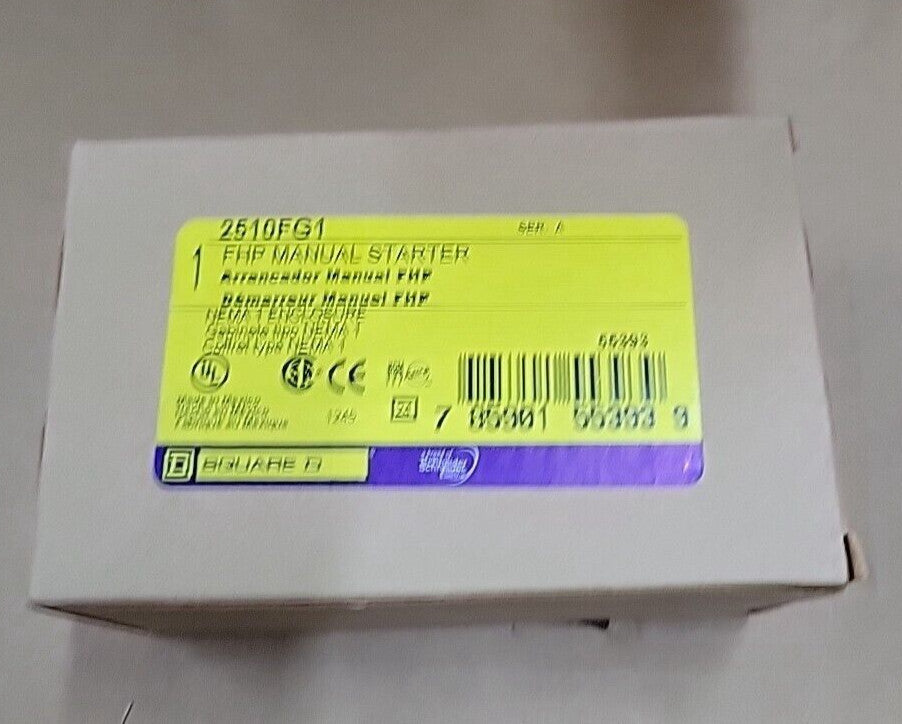NEW SQUARE D 2510-FG1 2510FG1 FHP MANUAL STARTER NEMA 1 ENCLOSURE