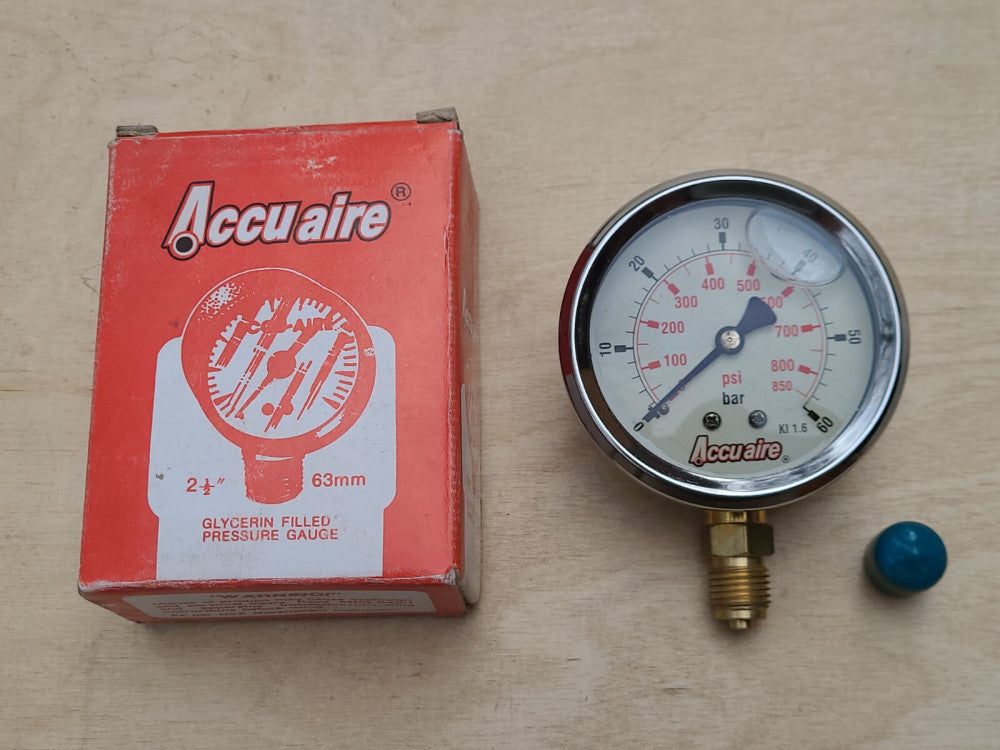 Accu Aire 800 Psi 2-1/2" Glycerin Filled Pressure Gauge