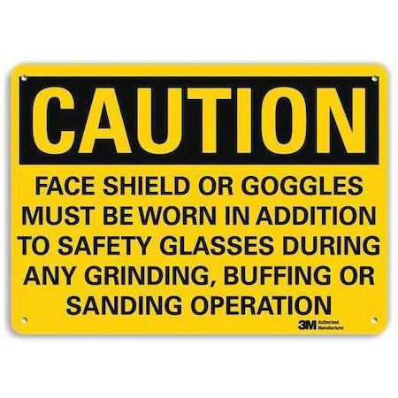 Lyle U4-1299-Ra_10X7 Safety Sign,Face Shields Goggles,7In.H