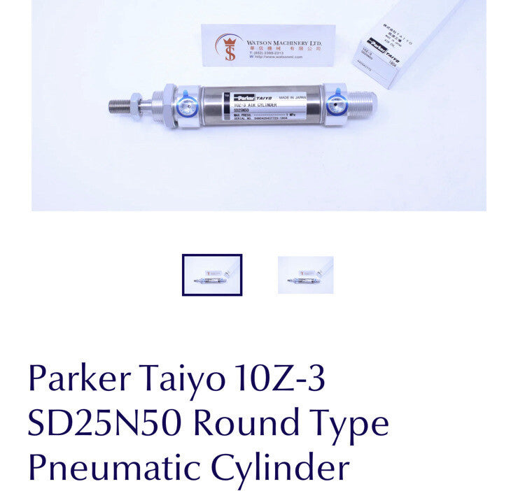 Parker Taiyo 10Z-3 SD25N50 Round Type Pneumatic Cylinder. Nos Surplus. Sealed