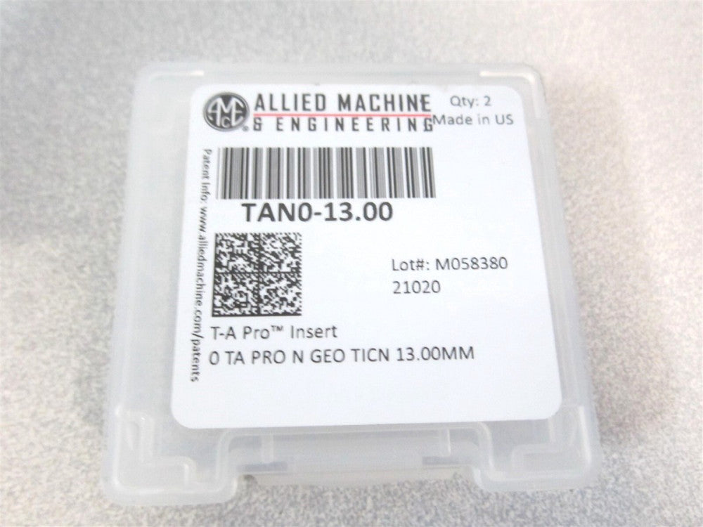 Allied Machine TAN0-13.00 13.00 132 Deg Point Carbide Spade Drill Insert - Qty 2