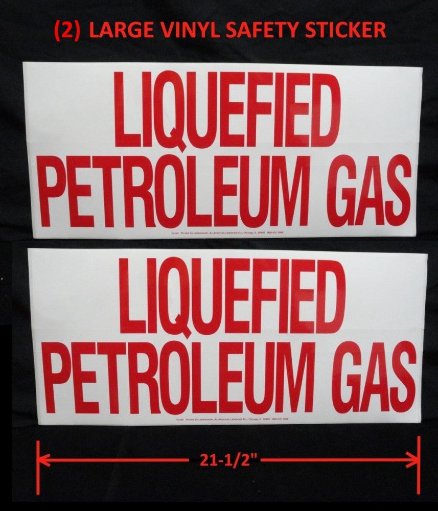 (2) Vinyl "LIQUEFIED PETROLEUM GAS" Safety Stickers 9-1/2" x 21-1/2" -SIGNS