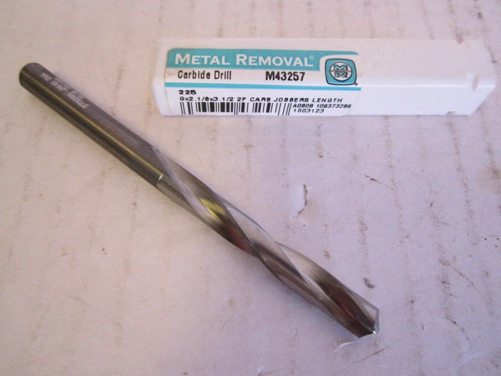 Metal Removal (M43257) G x 2-1/8 x 3-1/2 Carbide 2-Flute Jobber Length Drill Bit