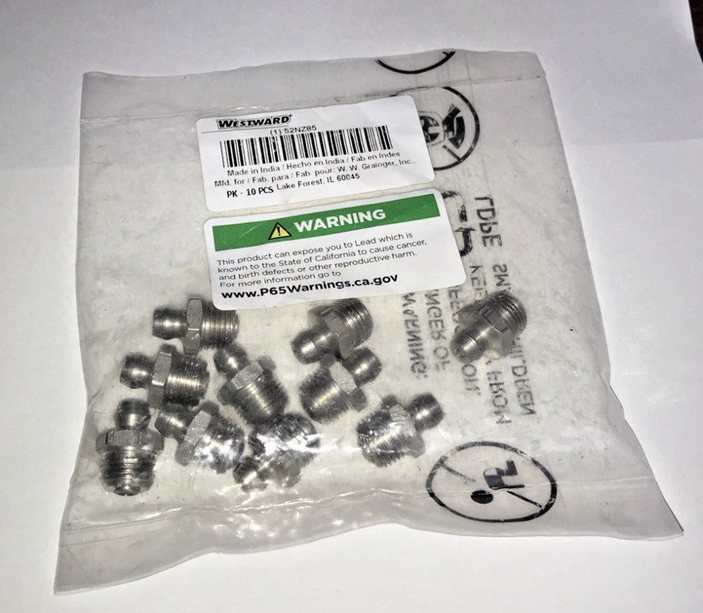 Pack of 10-pieces WESTWARD 52NZ85 Grease Fittings