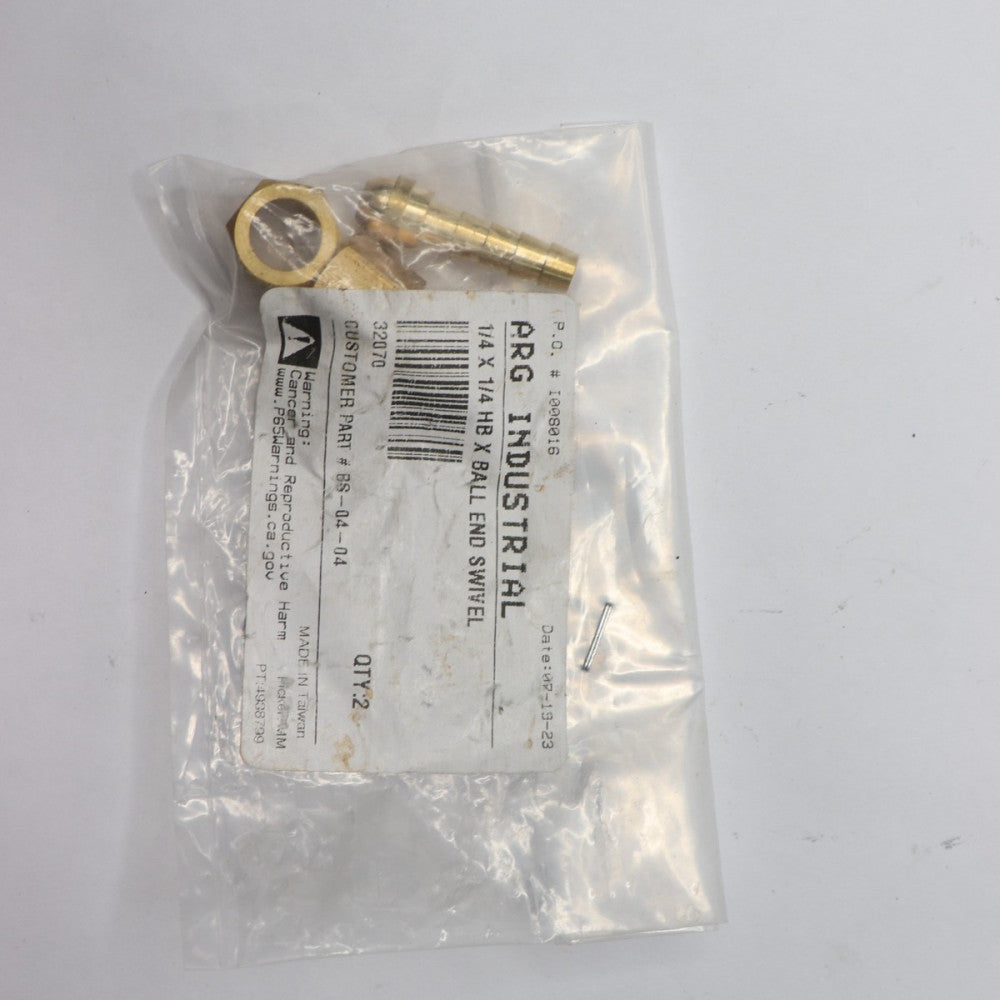 (2-Pk) Midland Hose Barb, Male Ball Seat Swivel Brass 1/4" x 1/4" 32070