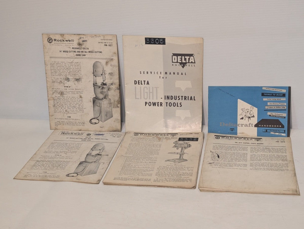 Mixed Lot Rockwell-DeltaCraft Light Industrial Power Tool Brochures, Papers