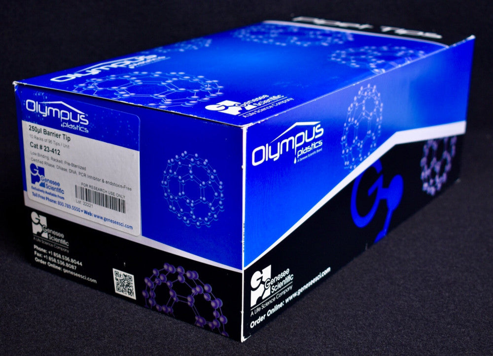 960 Olympus Plastics 250µl Barrier Pipette Tips Low Binding 23-412