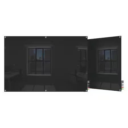 Ghent Hmysm46bk Dry Erase Board, Glass, 48 In, 72 In, No Frame Frame, Black,