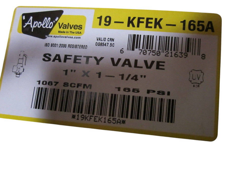 APOLLO VALVES 19-KFEK-165A SAFETY VALVE 1" X 1-1/4" NSMP