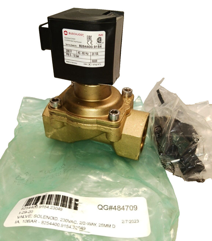 NEW BOSCH JOST 1" NPT BRASS SOLENOID VALVE 230 VAC 2-WAY  8254400.9154
