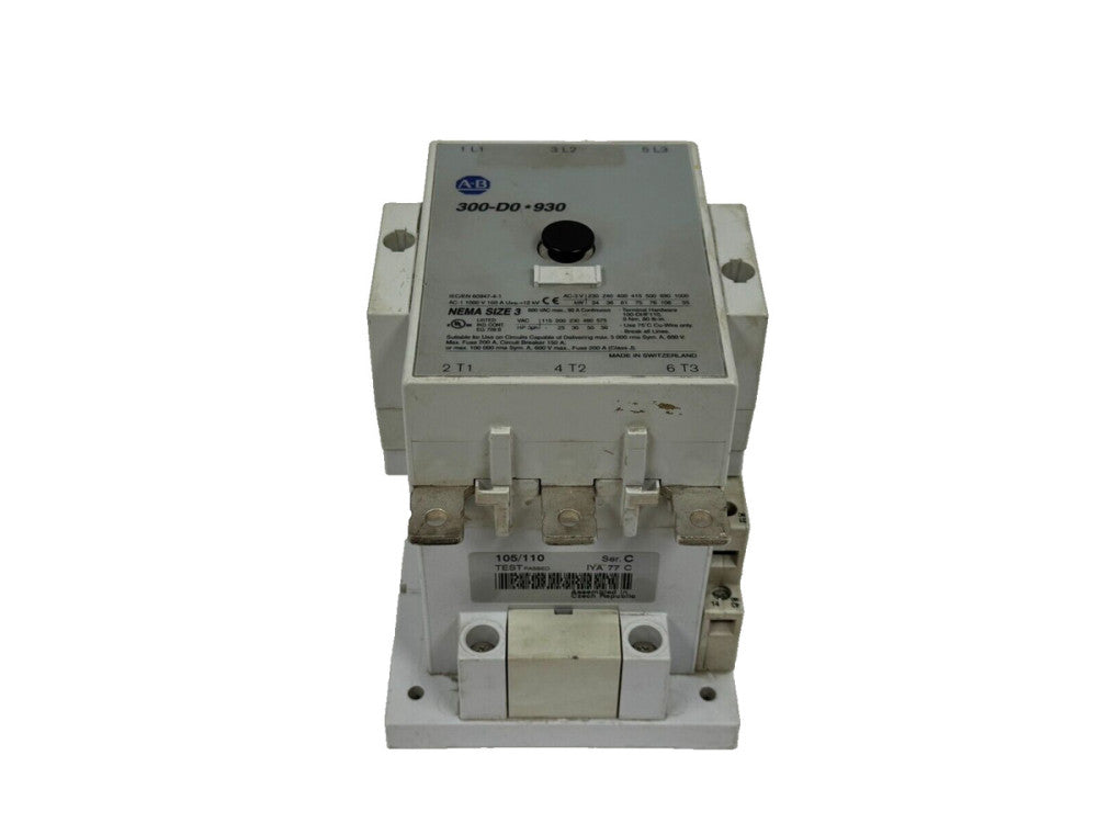 USED ALLEN BRADLEY 300-D0*930 CONTACTOR 110/120V 50/60HZ SIZE 3